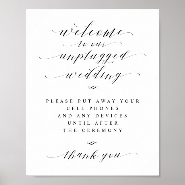 Póster Signo de bienvenida de script de caligrafía Boda d (Frente)