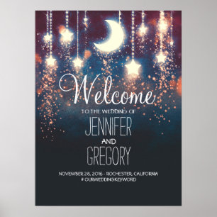 Póster Signo de bienvenida de Starry Night Boda