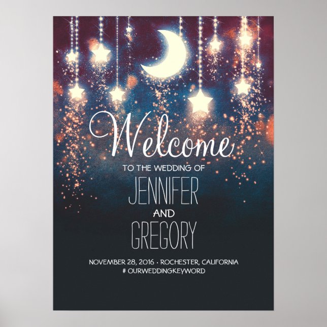 Póster Signo de bienvenida de Starry Night Boda (Frente)