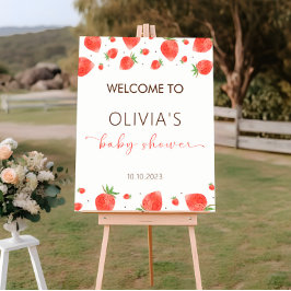 Póster Signo de bienvenida de Strawberry Baby Shower