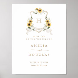 Póster Signo de bienvenida de Sunflowers Hydrangea Escudo