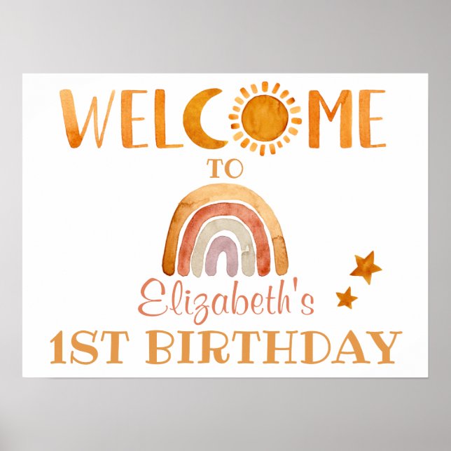 Póster Signo de bienvenida de Sunshine, Moon, Rainbow y S (Frente)