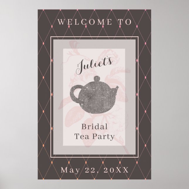 Póster Signo de bienvenida de té de novia tubérculo rosa  (Frente)