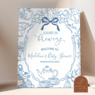 Póster Signo de bienvenida de Toile de Jouy Tea Baby Show