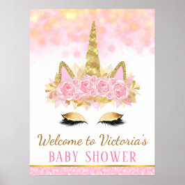 Póster Signo de bienvenida de Unicorn Baby Shower