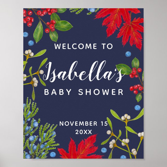 Póster Signo de bienvenida de vacaciones botánicas de pla (Frente)