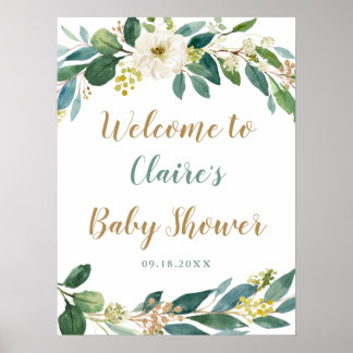 Póster Signo de bienvenida de verde Baby Shower