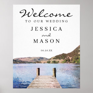 Póster Signo de bienvenida de Watercolor Lake