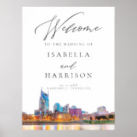 Signo de bienvenida de Watercolor Nashville Skylin