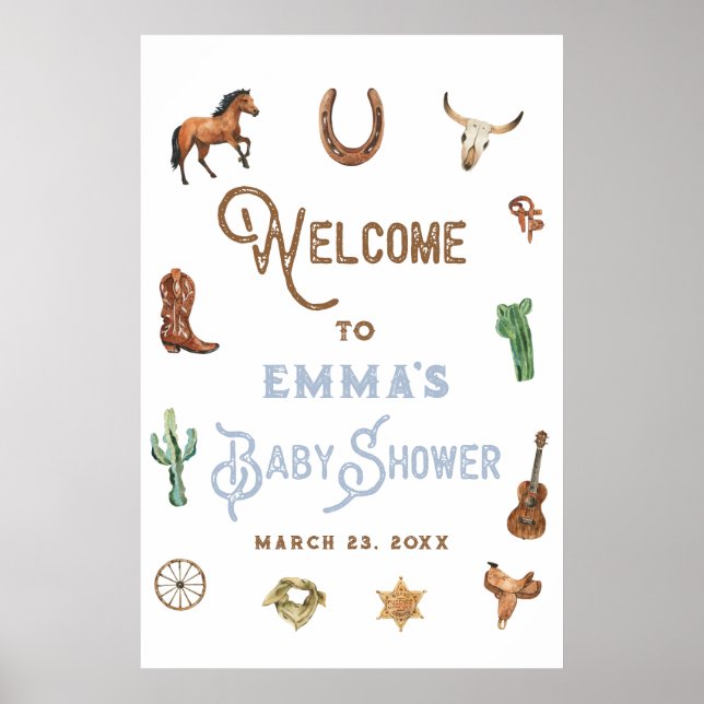 Póster Signo de bienvenida de Western Rodeo Boy Baby Show (Frente)