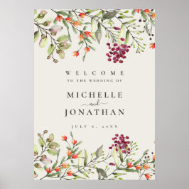 Póster Signo de bienvenida de Wildflower Meadow Ecru Boda