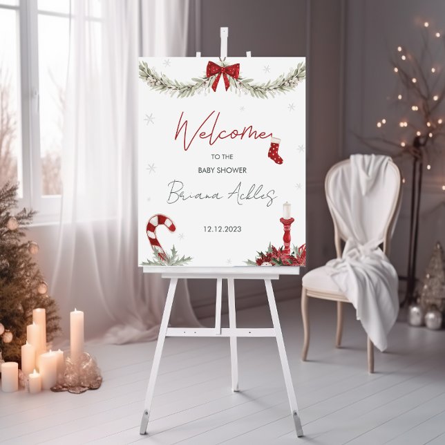 Póster Signo de bienvenida de Winter Santa Baby Shower (Subido por el creador)