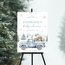 Póster Signo de bienvenida de Winter Woodland Baby Shower