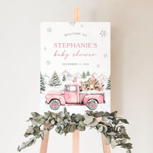 Póster Signo de bienvenida de Winter Woodland Baby Shower