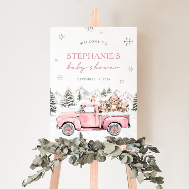 Póster Signo de bienvenida de Winter Woodland Baby Shower (Subido por el creador)