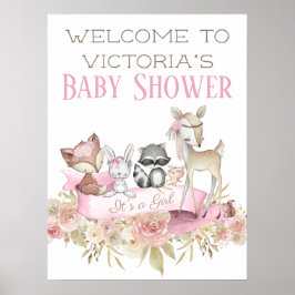 Póster Signo de bienvenida de Woodland Baby Shower