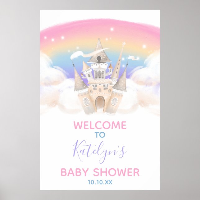 Póster Signo de bienvenida del arco iris de la princesa (Frente)