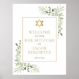 Póster Signo de bienvenida del Bar Bat Mitzvah Green