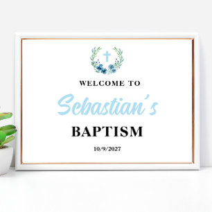 Póster Signo de bienvenida del bautismo de Blue Boy Bapti