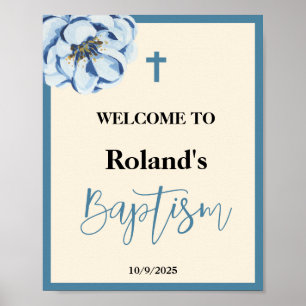 Póster Signo de bienvenida del bautismo de Blue Boy Bapti