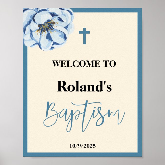 Póster Signo de bienvenida del bautismo de Blue Boy Bapti (Frente)