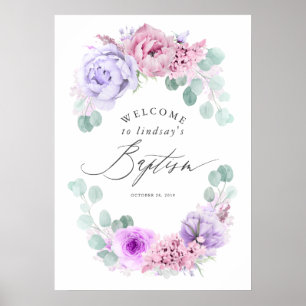 Póster Signo de bienvenida del bautismo floral turbio mor