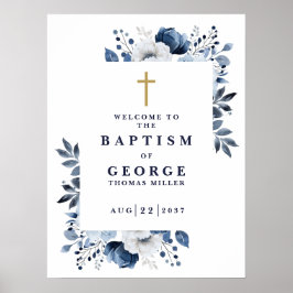 Póster Signo de bienvenida del bautismo moderno botánico 