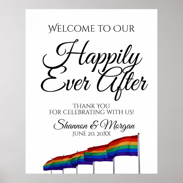 Póster Signo de bienvenida del Boda arcoiris del orgullo  (Frente)