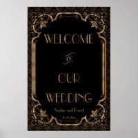 Signo de bienvenida del Boda Art Deco del Gran Gat
