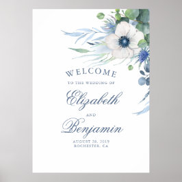 Póster Signo de bienvenida del Boda azul turbio