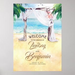 Póster Signo de bienvenida del Boda Beach Arbor
