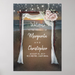 Póster Signo de bienvenida del Boda Beach Arbor