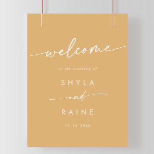Póster Signo de bienvenida del Boda Boho Moda Amarillo Ma