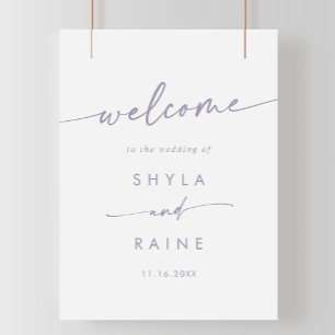 Póster Signo de bienvenida del Boda Boho Moda Dusty Purpl