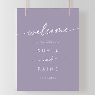 Póster Signo de bienvenida del Boda Boho Moda Lavender Pu