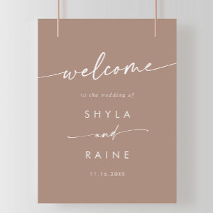 Póster Signo de bienvenida del Boda Boho Moda Neutral Tau