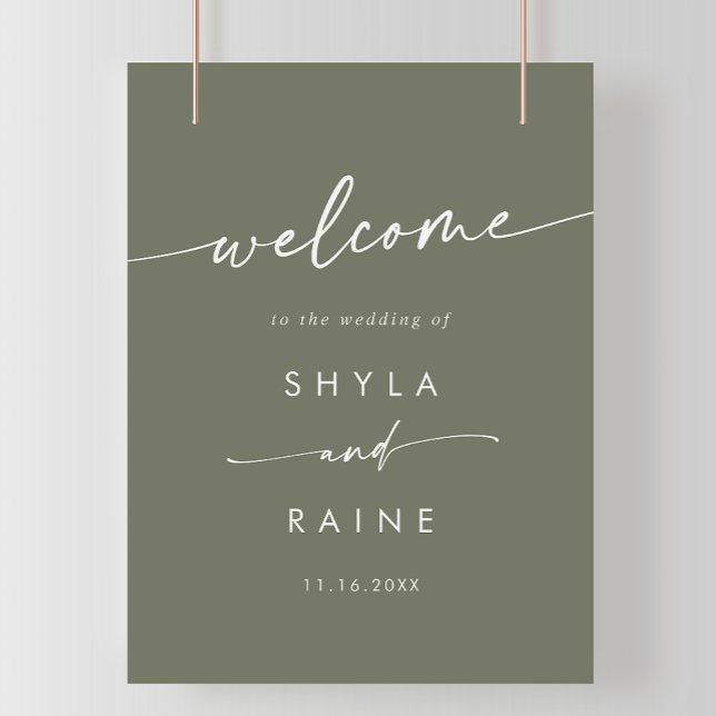Póster Signo de bienvenida del Boda Boho Moda Olive Green (Subido por el creador)