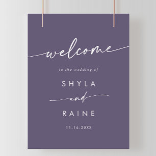 Póster Signo de bienvenida del Boda Boho Moda Plum Purple