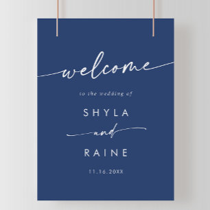 Póster Signo de bienvenida del Boda Boho Moda Royal Blue 