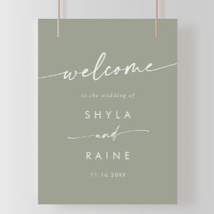 Póster Signo de bienvenida del Boda Boho Moda Sage Green 