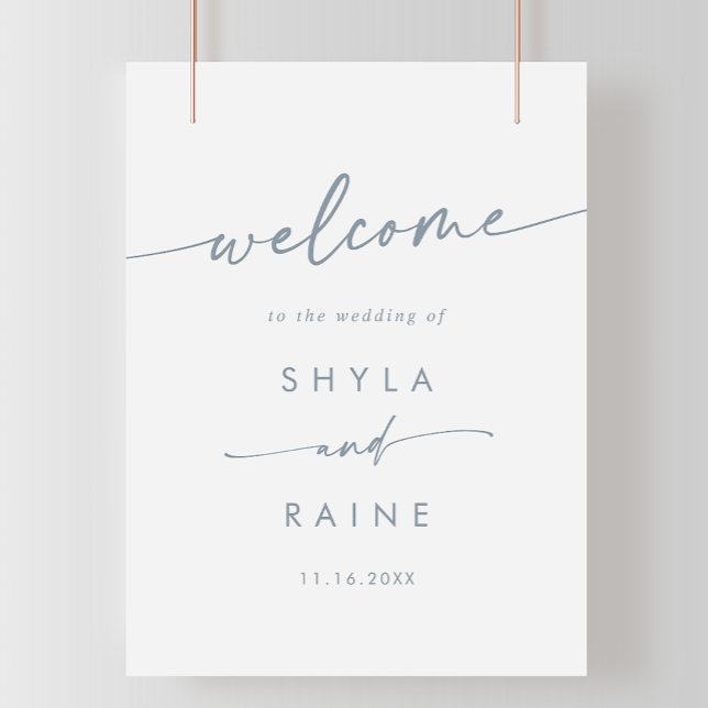 Póster Signo de bienvenida del Boda Boho Moda Slate Blue  (Subido por el creador)