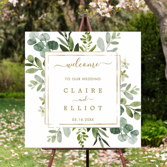 Póster Signo de bienvenida del Boda Botánico Gold Greener (Subido por el creador)