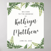 Signo de bienvenida del Boda botánico tropical Fer