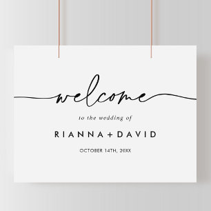Póster Signo de bienvenida del Boda clásico blanco negro