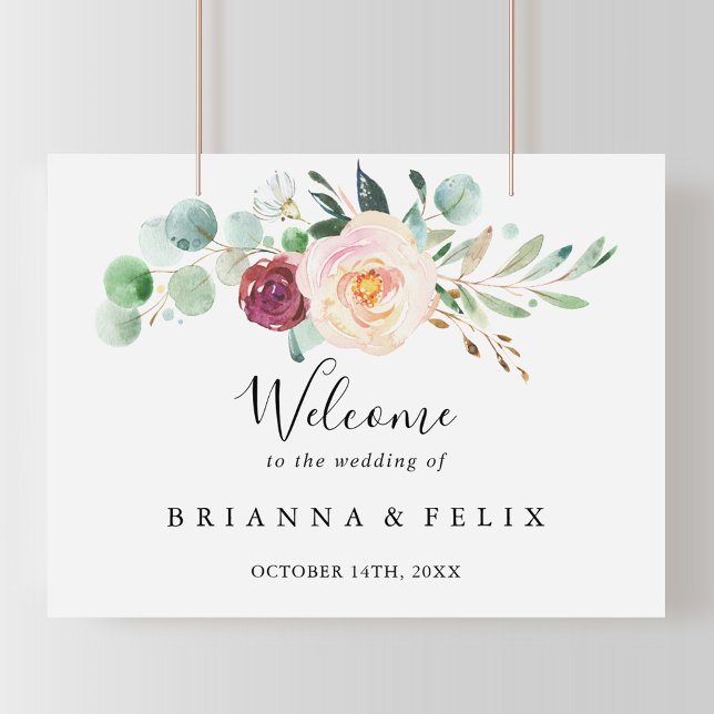 Póster Signo de bienvenida del Boda contemporáneo Eucalyp (Subido por el creador)