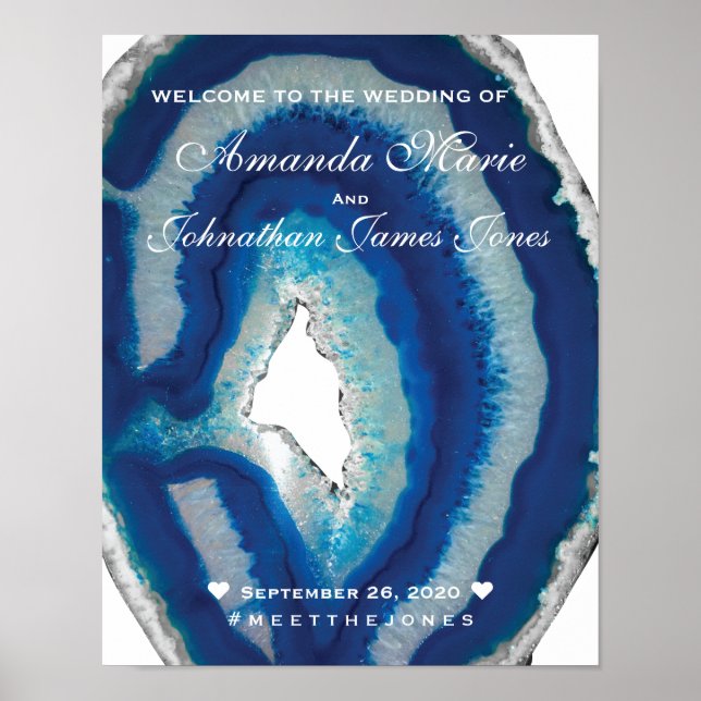 Póster Signo de bienvenida del Boda de agios azules de sc (Frente)