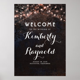 Póster Signo de bienvenida del Boda de Árbol Rústico de O