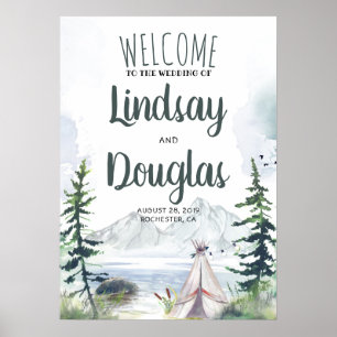 Póster Signo de bienvenida del Boda de aventuras Boho Mou