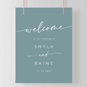Póster Signo de bienvenida del Boda de bricolaje Verde az