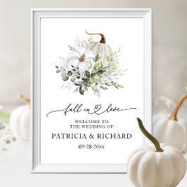 Póster Signo de bienvenida del Boda de calabaza Caída en